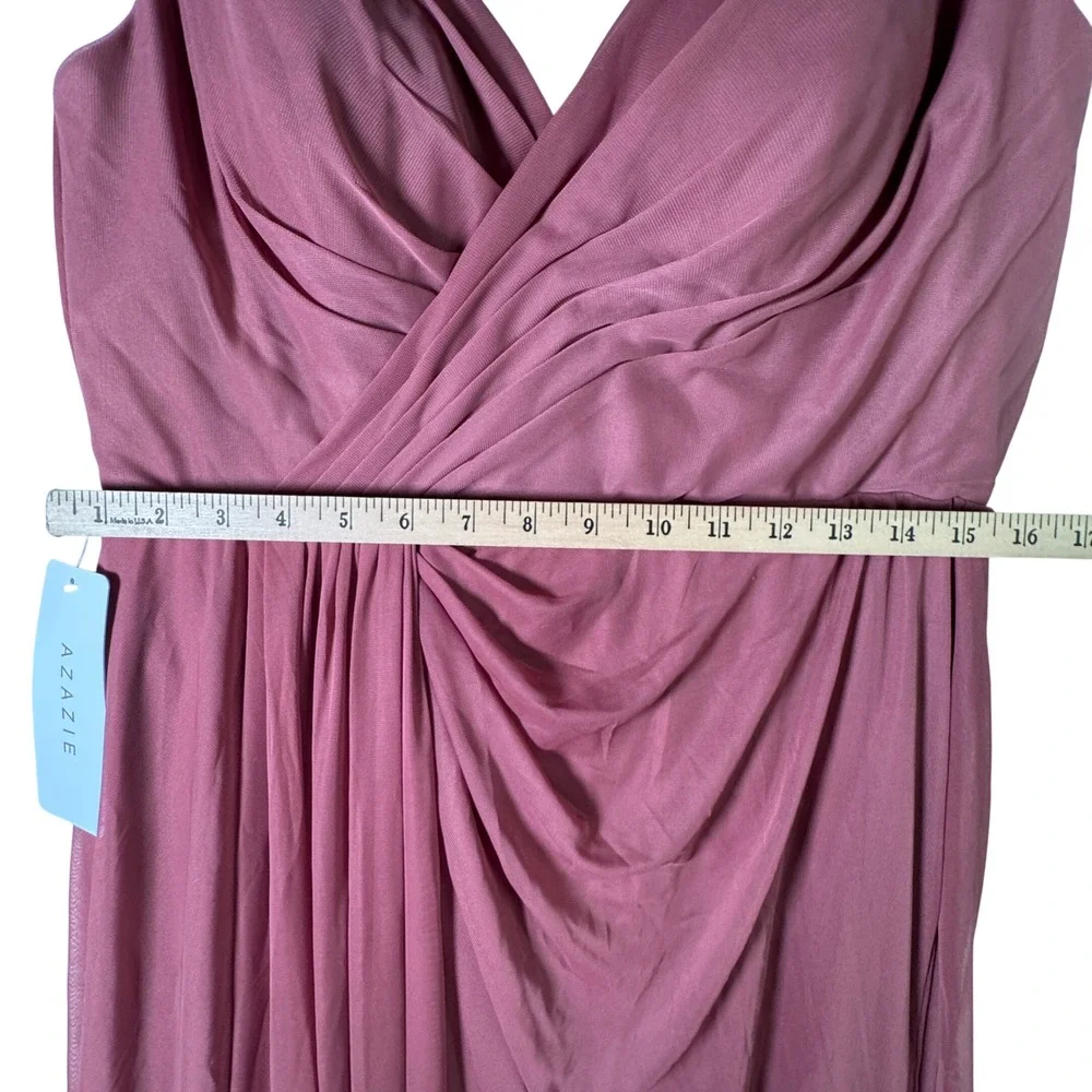 Azazie Evalin Chiffon Bridesmaid Dress Desert Rose Pink Size A14 Formal Maxi New